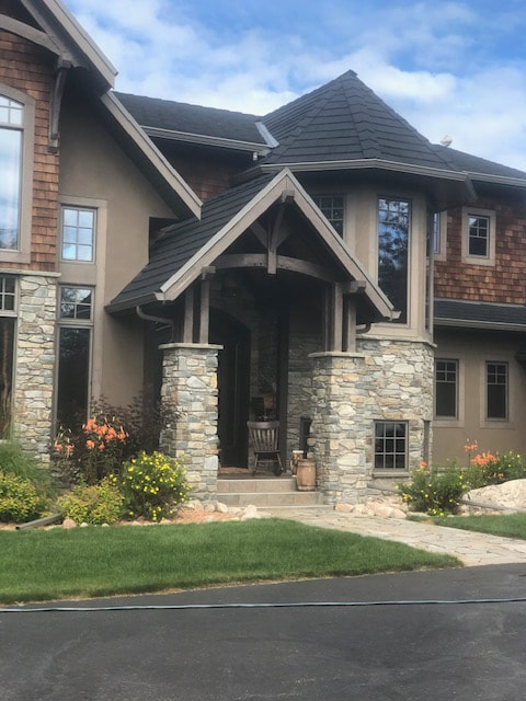 Exterior stone and stucco work